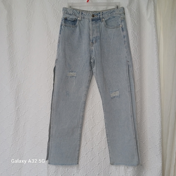 Adika Women Size M Blue Flare Wide Leg Jeans - Picture 10 of 16